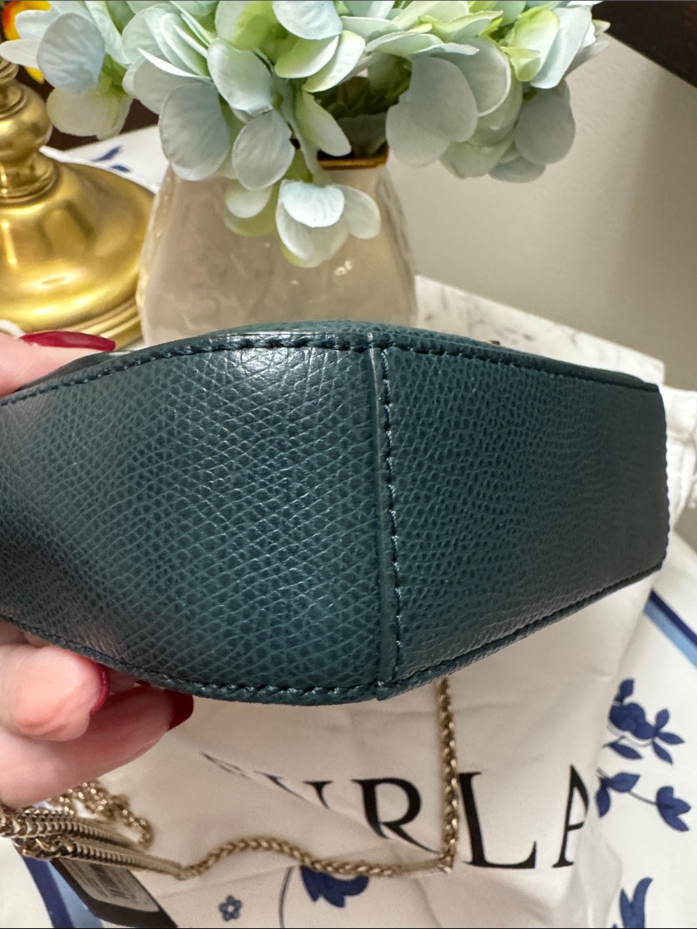 Furla Metropolis Mini Petrolio Leather Crossbody Bag - Picture 3 of 11